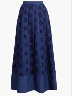 J.Crew Eyelet Midi Skirt – Navy Blue (Size Medium)